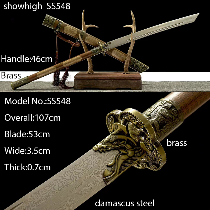 Handmade  damascus Swords with brass scabbard ss548