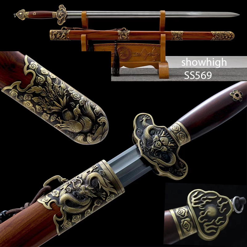 Handmade chinese dragon and phoenix Swords ss569