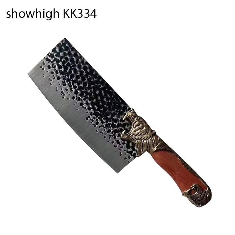 high quality 5cr15 stainless steel cleaver knife with brass and wood handle kk334