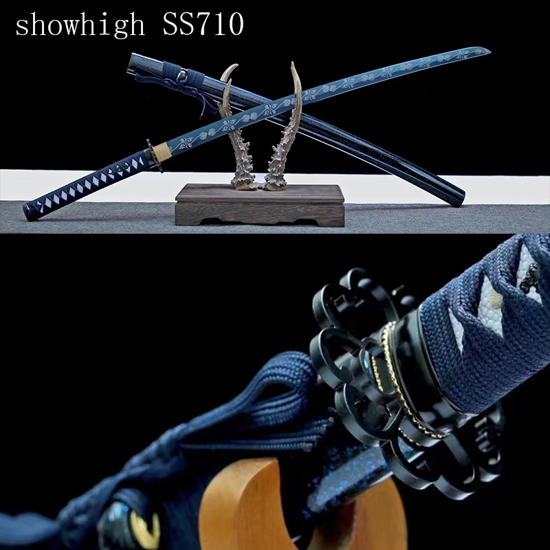 Handmade high carbon blue flower katana Swords ss710