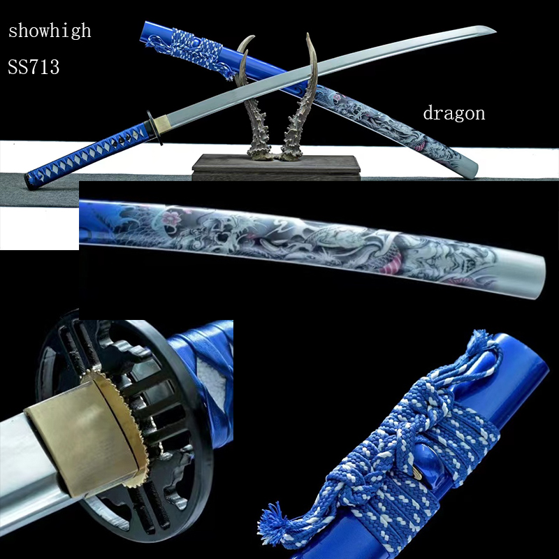 Handmade dragon blue katana Swords ss713